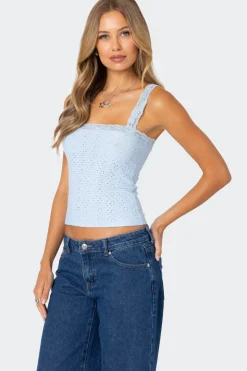 Virginia Lace Trim Eyelet Tank Top
