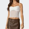 Viv Ruched Sheer Mesh Top