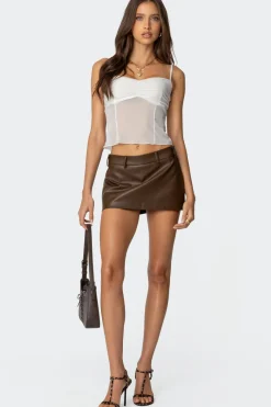 Viv Ruched Sheer Mesh Top