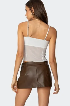 Viv Ruched Sheer Mesh Top