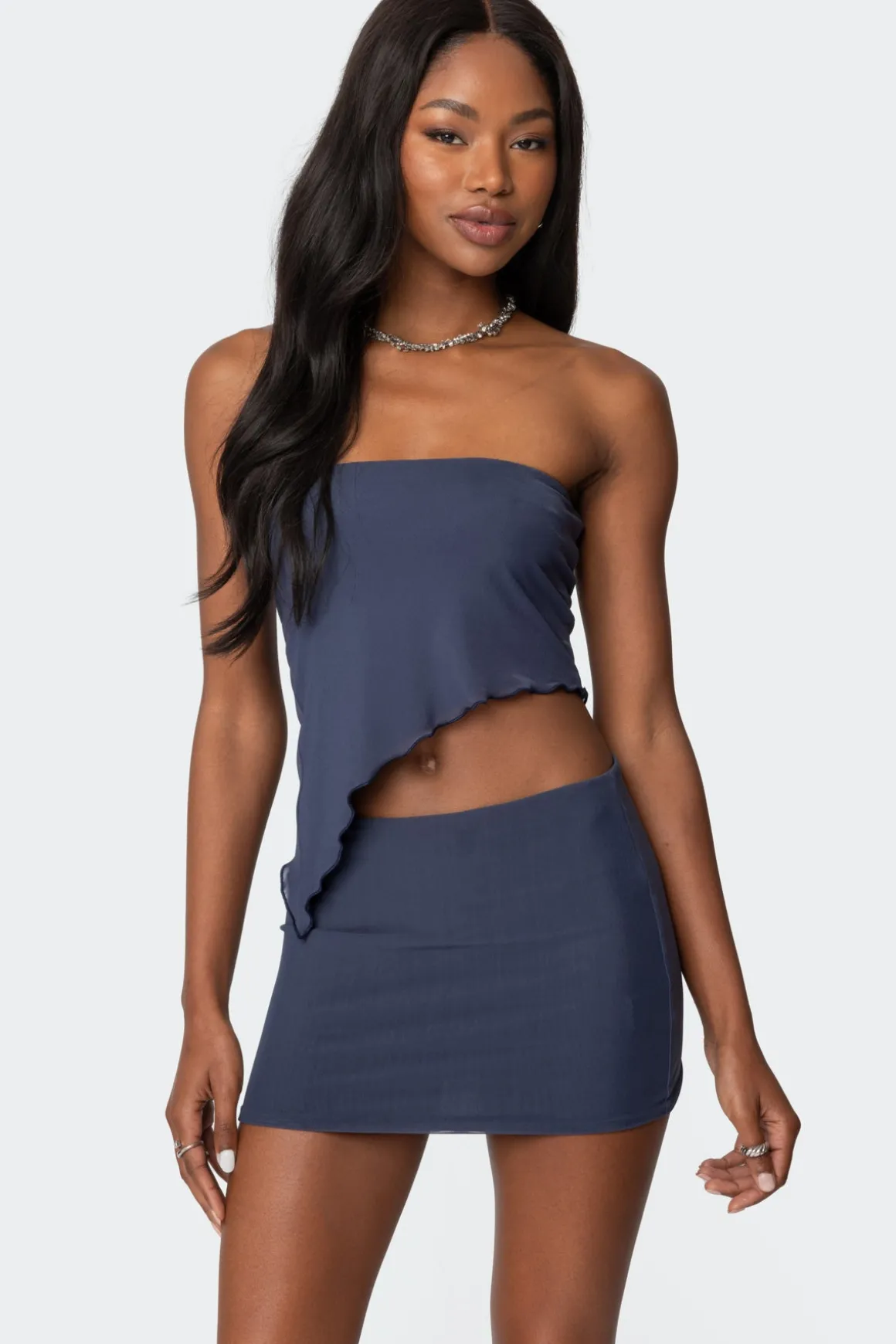 Vivi Mesh Asymmetric Tube Top