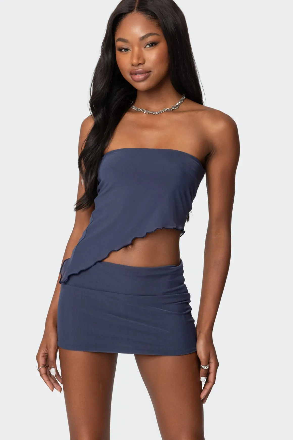 Vivi Mesh Asymmetric Tube Top
