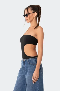 Vivie Ribbed Cut Out Bodysuit