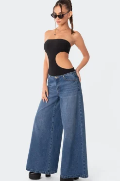 Vivie Ribbed Cut Out Bodysuit
