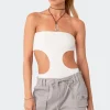 Vivie Ribbed Cut-Out Bodysuit