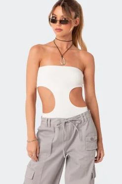 Vivie Ribbed Cut-Out Bodysuit