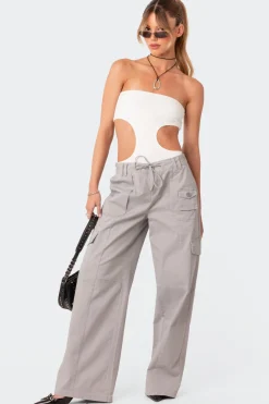 Vivie Ribbed Cut-Out Bodysuit