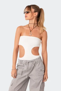 Vivie Ribbed Cut-Out Bodysuit