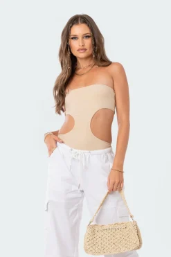 Vivie Ribbed Cut-Out Bodysuit