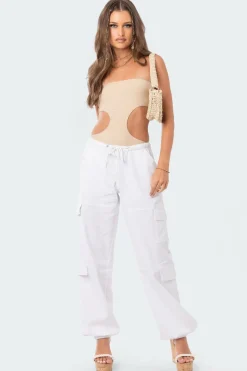 Vivie Ribbed Cut-Out Bodysuit