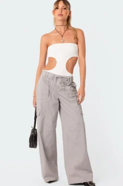 Vivie Ribbed Cut-Out Bodysuit