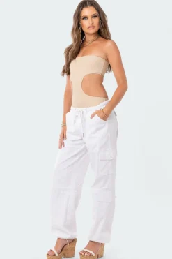 Vivie Ribbed Cut-Out Bodysuit