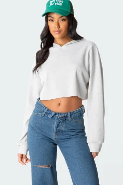 Waffle Oversized Cropped Hoodie