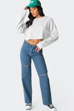 Waffle Oversized Cropped Hoodie