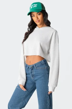 Waffle Oversized Cropped Hoodie