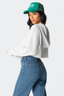 Waffle Oversized Cropped Hoodie