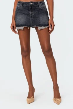 Washed Denim Mini Skirt