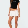 Washed Denim Pleated Micro Skort
