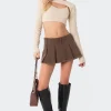 Washed Denim Pleated Micro Skort