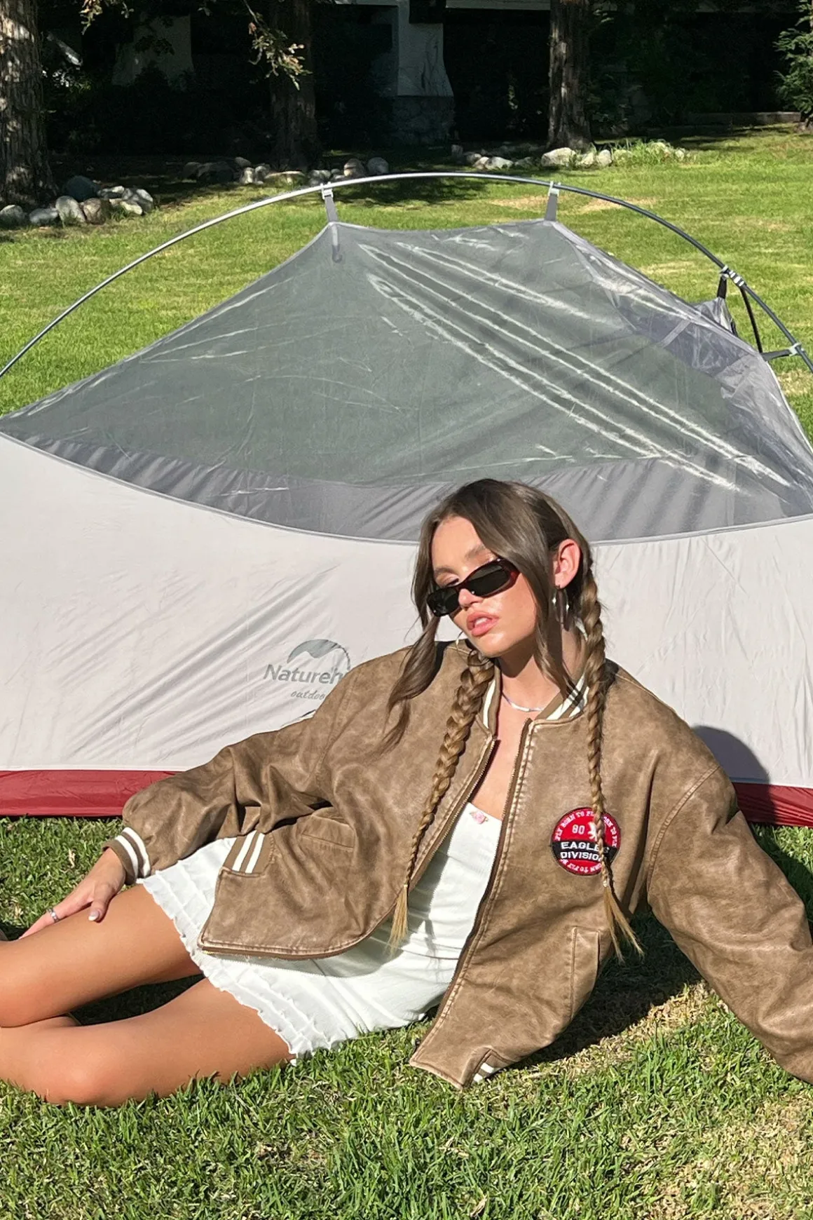 Washed Faux Leather Bomber Jacket