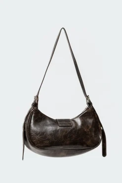 Washed Faux Leather Buckle Bag