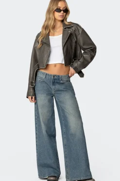 Washed Faux Leather Jacket