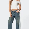Washed Low Rise Ribbon Jeans