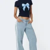 Washed Low Rise Ribbon Jeans
