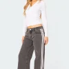 Washed Low Rise Ribbon Jeans