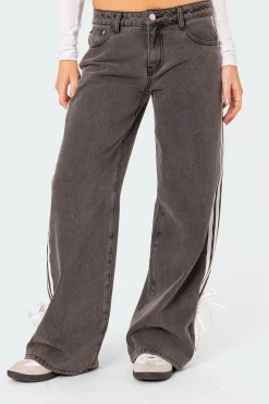 Washed Low Rise Ribbon Jeans