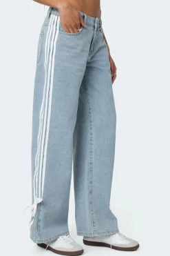 Washed Low Rise Ribbon Jeans