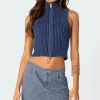 Washed Zip Up Knit Tank Top