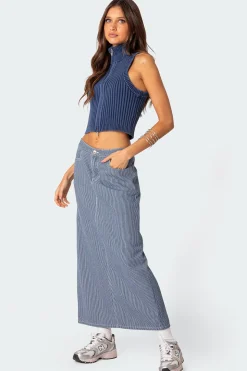 Washed Zip Up Knit Tank Top