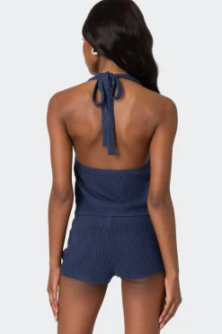 Weekender Belted Knit Halter Top