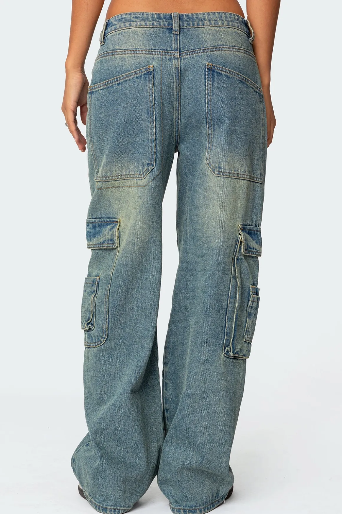 Westie Low Rise Washed Cargo Jeans