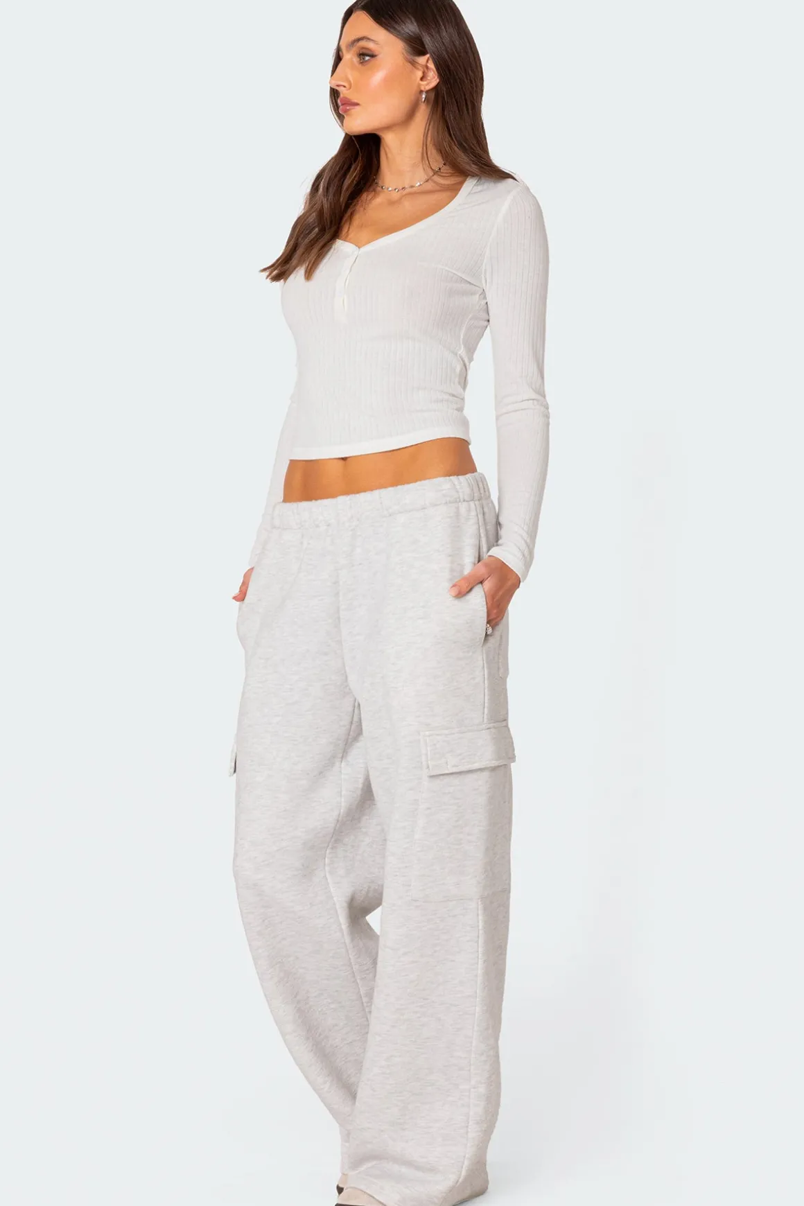 Wide Leg Cargo Sweatpants