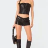 Wilde Lace Up Faux Leather Shorts
