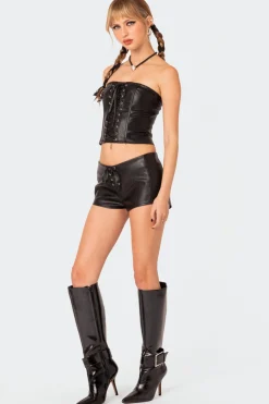Wilde Lace Up Faux Leather Corset