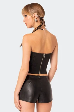 Wilde Lace Up Faux Leather Corset