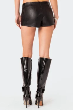 Wilde Lace Up Faux Leather Shorts