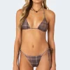 Wilhelmina Plaid Triangle Bikini Top