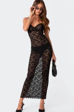 Xandra Sheer Lace Maxi Dress