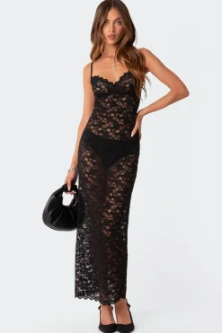 Xandra Sheer Lace Maxi Dress