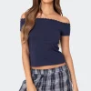 Xoe Off Shoulder Lace Trim Top