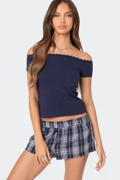 Xoe Off Shoulder Lace Trim Top