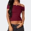 Xoe Off Shoulder Lace Trim Top