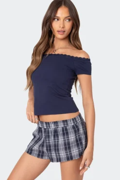 Xoe Off Shoulder Lace Trim Top
