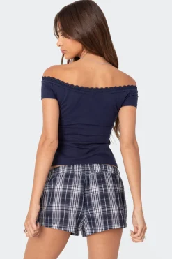 Xoe Off Shoulder Lace Trim Top