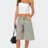 Xtra Long Acid Wash Denim Bermuda Shorts