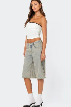 Xtra Long Acid Wash Denim Bermuda Shorts